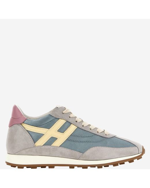 Hogan Blue Sneakers Leather & Technical Fabric And Rubber Trainers