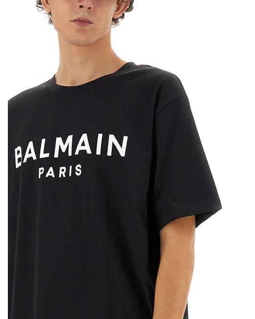 Balmain Black T-Shirt With Logo for men