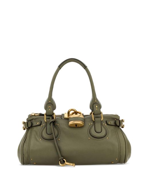 Chloé Green Army Leather Paddington Shoulder Bag