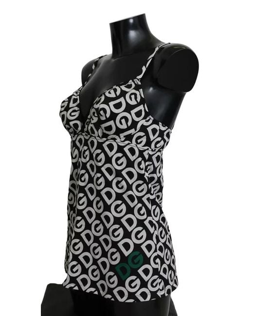 Dolce & Gabbana Black Dg Mania Print Sleeveless Swimwear Clothing