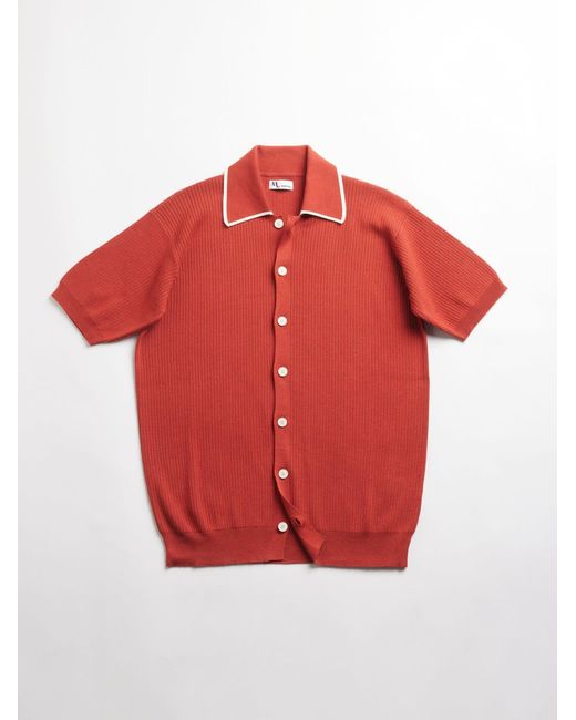 Doppiaa Red Aagar Cotton Terry Shirt With Short Sleeves for men