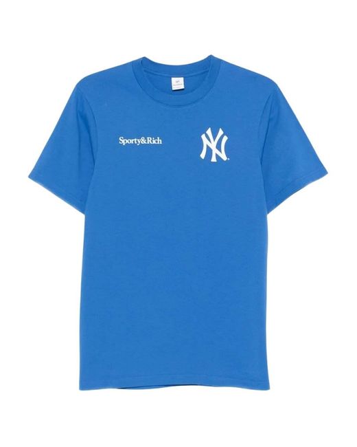 Sporty & Rich Blue Champions Crew-Neck T-Shirt