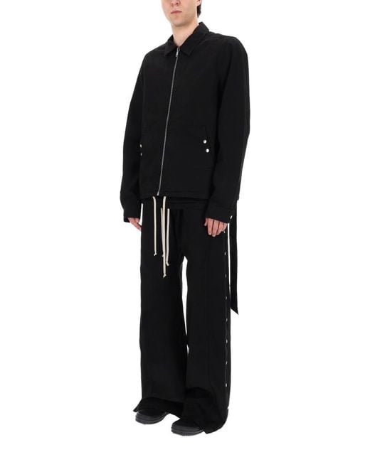 Rick Owens Black Trousers Wide Pusher Cotton for men