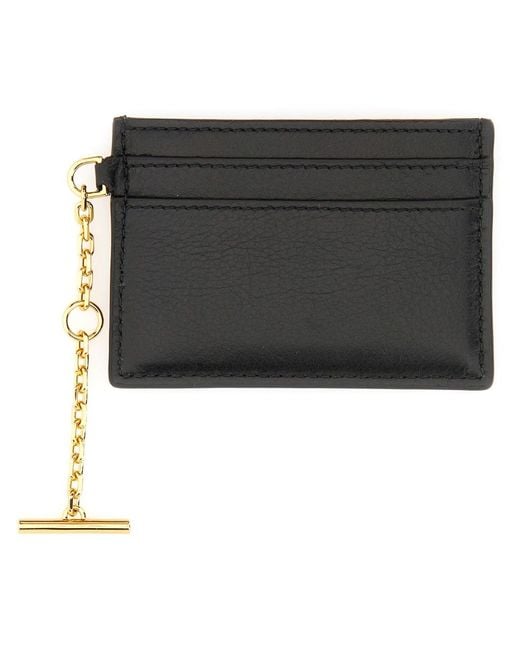 McQueen Black Sling Card Holder Main: Leather Wallets & Purses