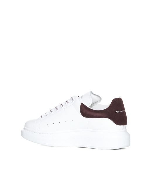 Alexander McQueen White Oversized Sneakers In And Dark Burgundy