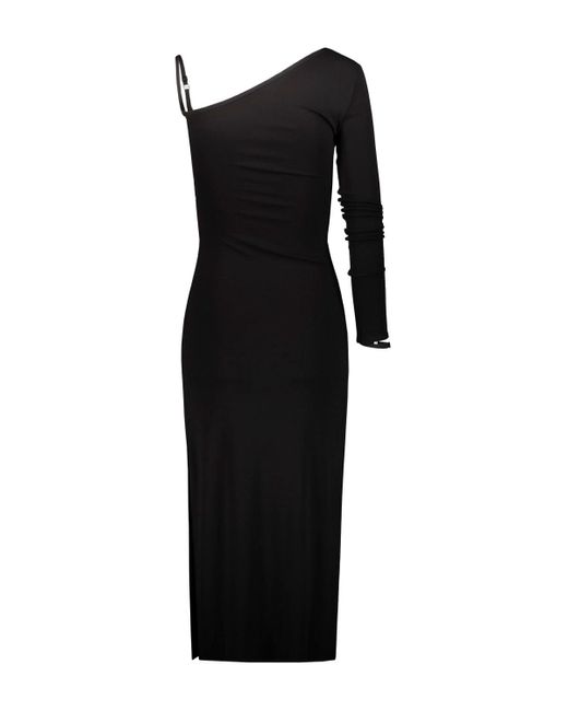 Courreges Black One Sleeve Long Dress Clothing