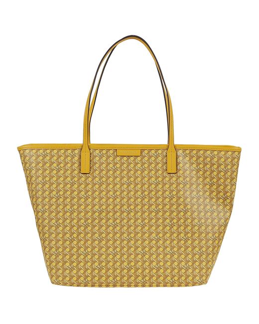Tory Burch Coated Canvas Zip Tote in Yellow | Lyst