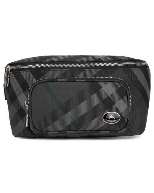 Burberry Gray Belt Bag Grid Polyamide for men