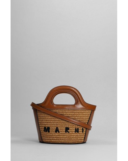 Marni Brown Hand Bag In Leather Color Silver