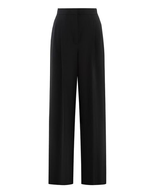 Max Mara Black Laccato Cady Trousers Triacetate Wide-Leg