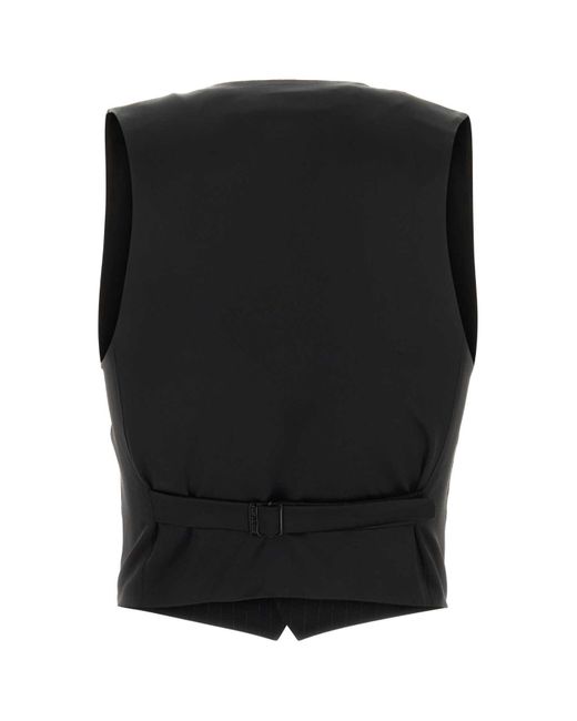 Saint Laurent Black Embroidered Wool Blend Vest