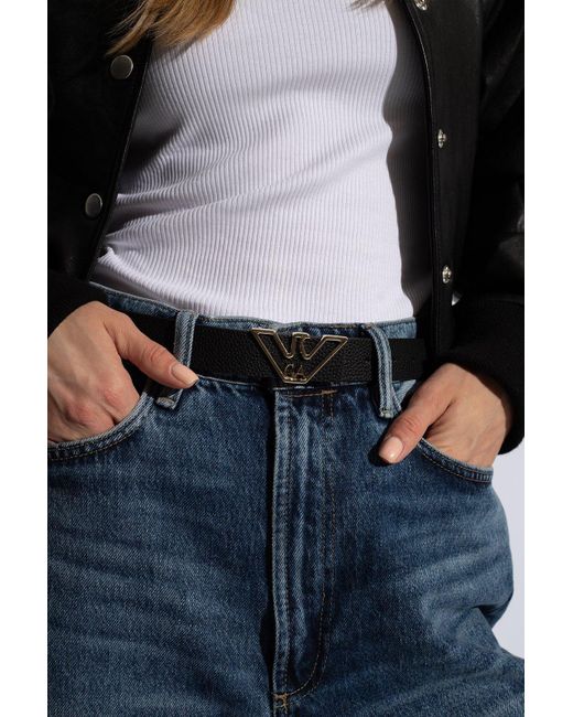 Emporio Armani Black Leather Belt,
