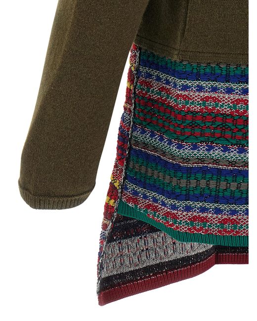 Comme des Garçons Green Jacquard Insert Cardigan for men