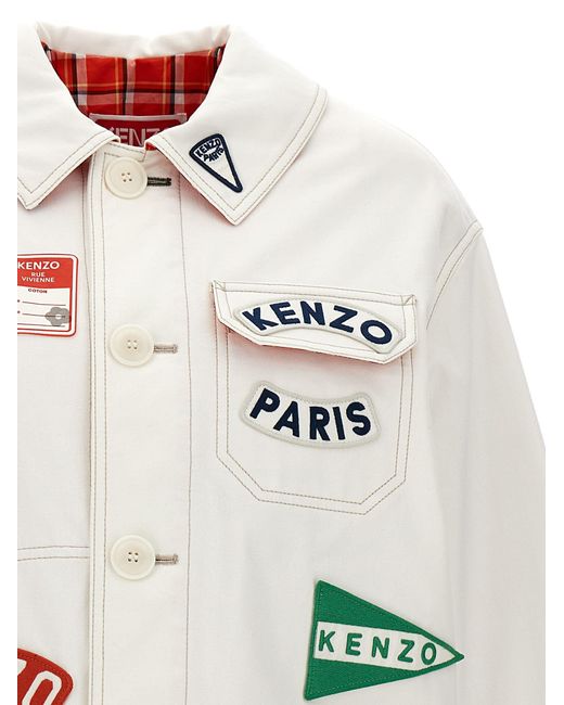 KENZO White Workwear Casual Jackets, Parka for men