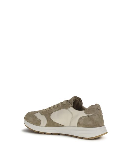Prada White Sneakers Prax Suede And Re-Nylon Lace-Up Shoes for men