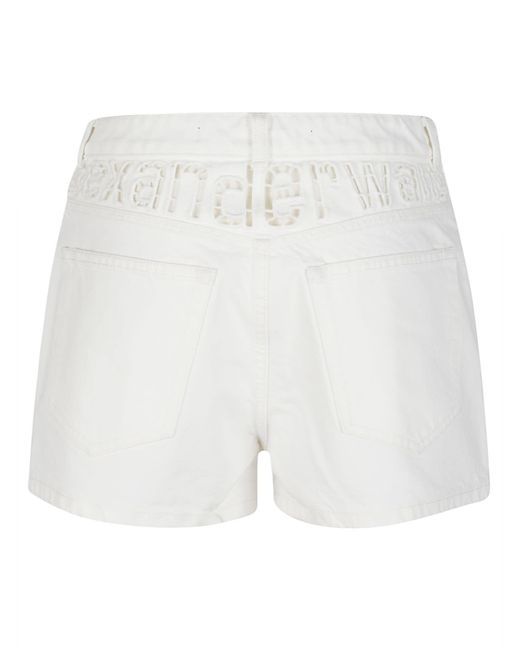 Alexander Wang White High Rise Logo Cut Out Embroidery Short