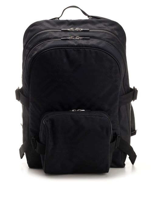 Burberry Black Check Jacquard Backpack for men