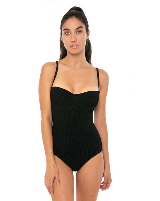 Mc2 Saint Barth Synthetic Ribbed One Piece In Black Lyst
