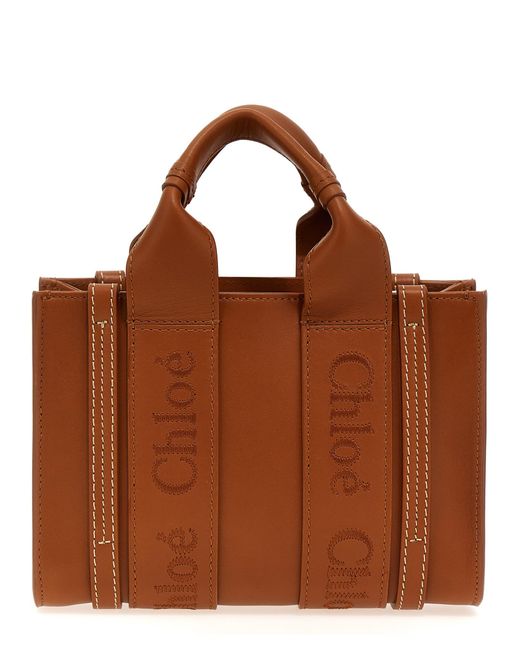 Chloé Brown Woody Small Leather Tote Bag