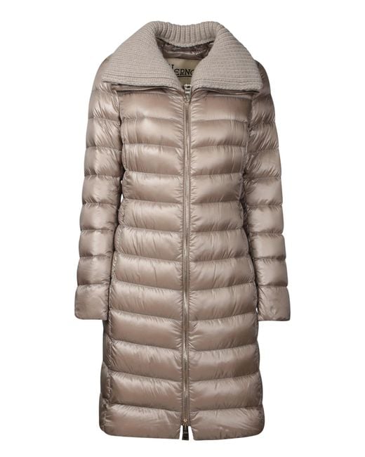 Herno Natural Quilted Jacket With High Collar