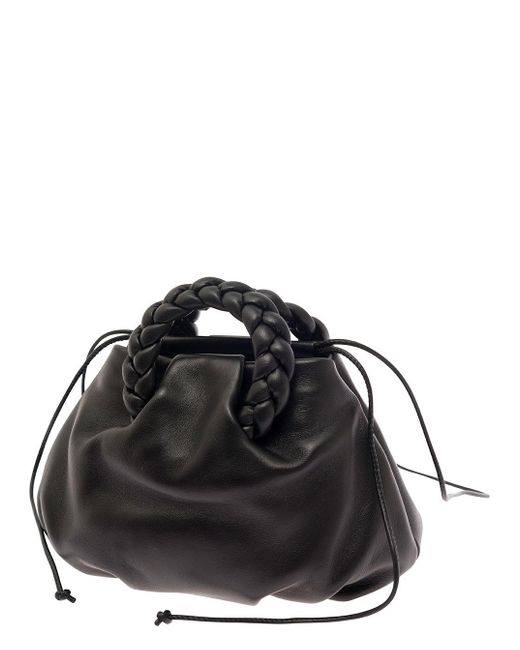 Hereu Black Bombon Handbag With Braided Handles
