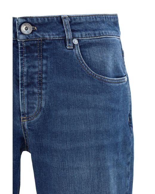 Brunello Cucinelli Blue Straight Jeans Cotton; Elastane for men