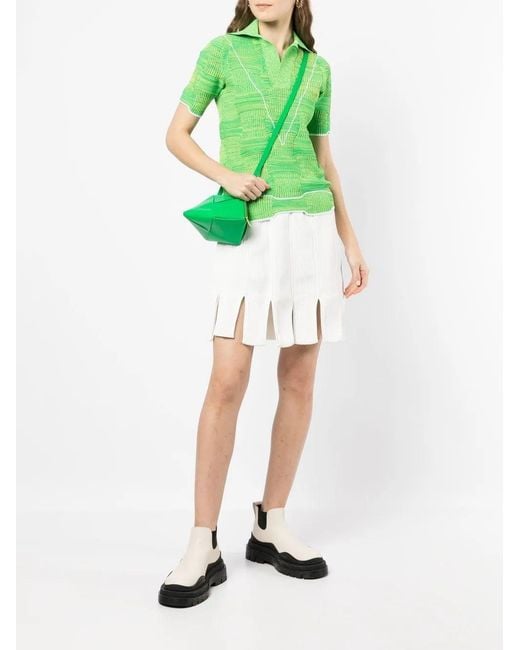 Bottega Veneta White Squared-Frill Trim Knitted Skirt Jewelry