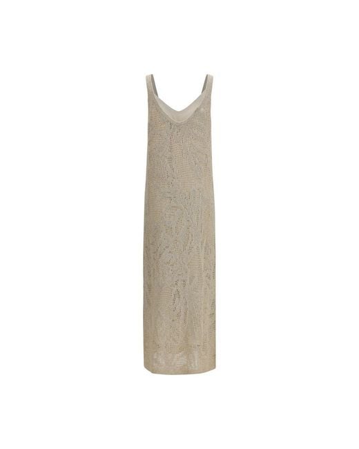 Brunello Cucinelli Natural Beige Linen Casual Dress