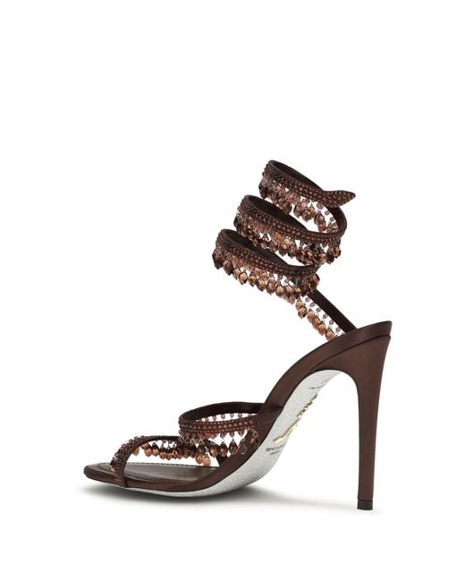 Rene Caovilla White Chandelier Sandals Satin Silk