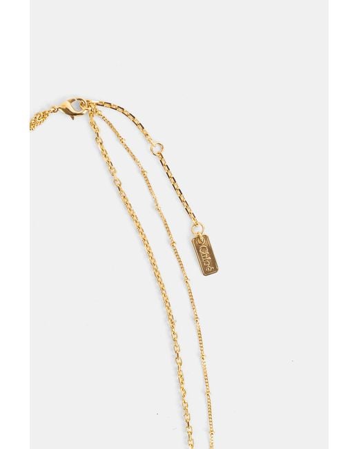 Chloé White Two-Tone Brass- Pendant Necklace Jewelry