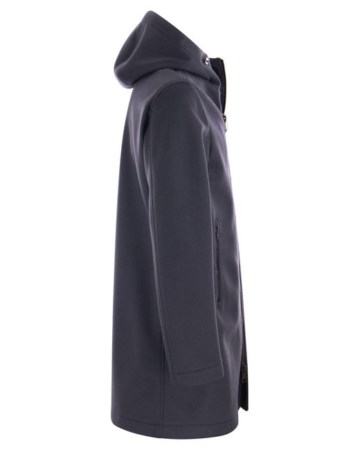 Herno Blue Wool And Cashmere Parka With Hood for men