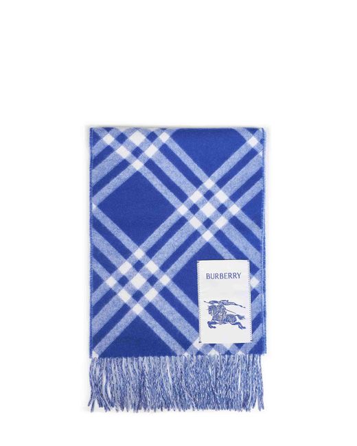 Burberry Blue Knight Double-Face Check Cashmere Scarf for men