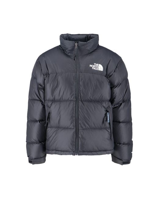 The North Face Blue Quilted Down Jacket With High Collar And Detachable Hood for men