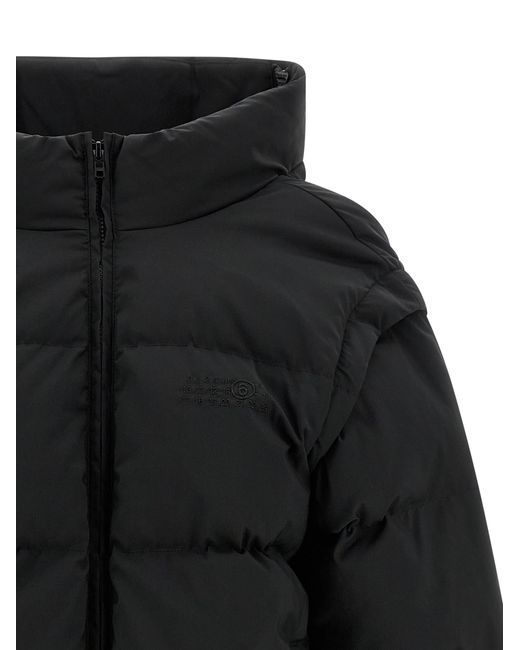 MM6 by Maison Margiela Black Numeric Signature Mm6 Embroidery Down Jacket Polyester Jacket, Parka, Casual