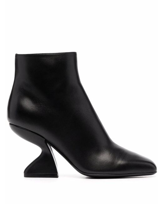 Ferragamo Black Ferragamo F-Heel Sculpted Ankle Boots
