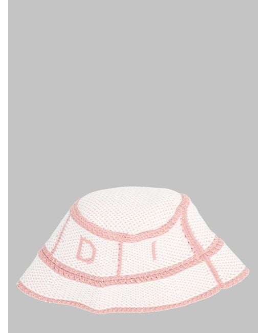 Fendi Pink Bucket Hat Crochet Cotton Polyamide