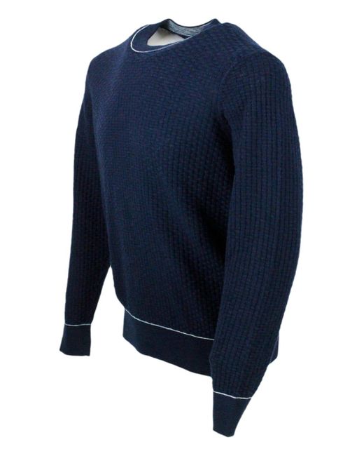 Armani Exchange Blue Crew-Neck And Long-Sleeved Sweater for men