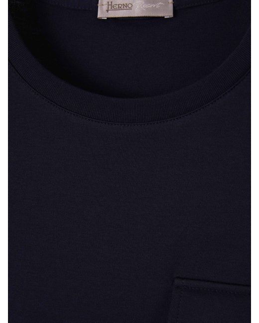 Herno Blue Pocket Cotton T-shirt for men