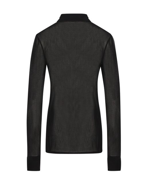 Saint Laurent Black Semi-sheer Buttoned Shirt