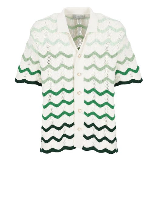 Casablancabrand White Gradient Wave Sweater for men