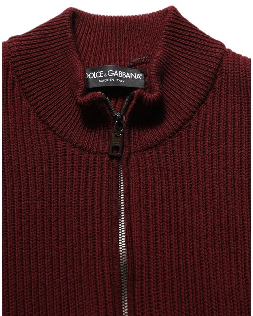 Dolce & Gabbana Red Wool Half Zip Pullover Sweater Virgin Clothing for men