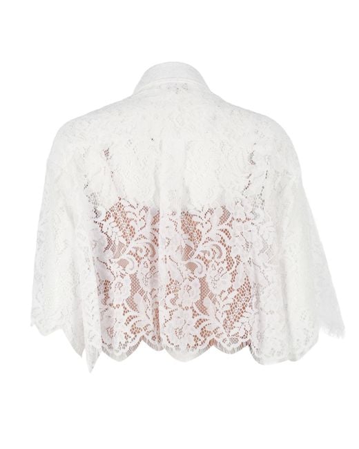 Michael Kors White Corded Lace Ss Shirt Nylon Cotton