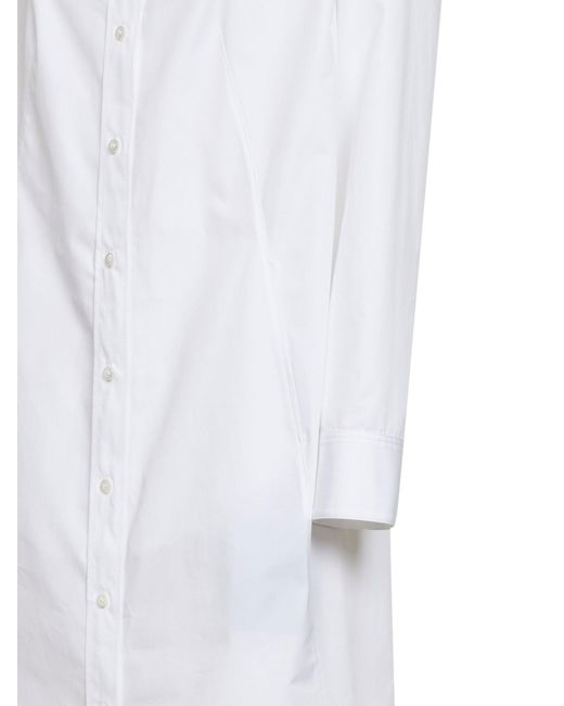 Balenciaga White Poplin Draped Back Shirt Dress