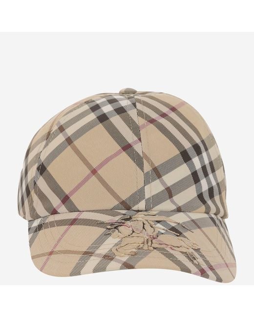 Burberry Brown Baseball Cap With Check Pattern