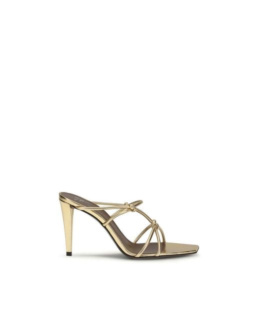 Giuseppe Zanotti Metallic Gold Calf Leather Bos Taurus Stiletto Heel Sandals
