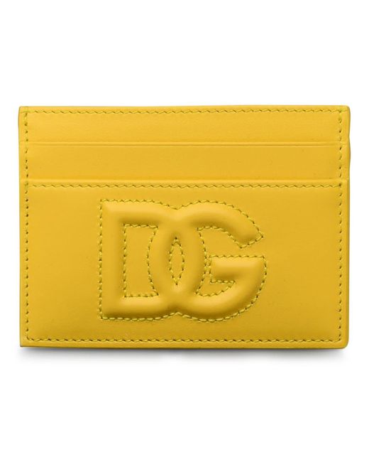 Dolce & Gabbana Yellow Leather Cardholder