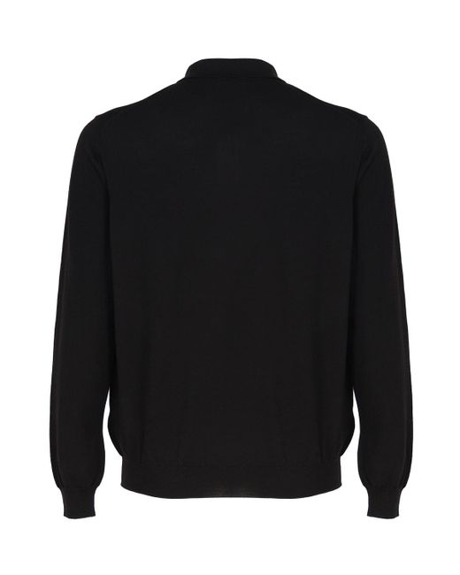 Malo Black Long-Sleeved Polo Shirt for men