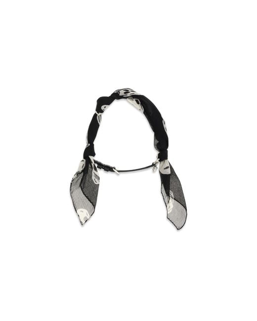McQueen Multicolor Double-Wrap Skull Scarf Bracelet Silk; Calf Leather Bos Taurus Bracelets