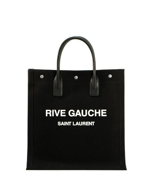 Saint Laurent Black Rive Gauche Logo Tote Bag