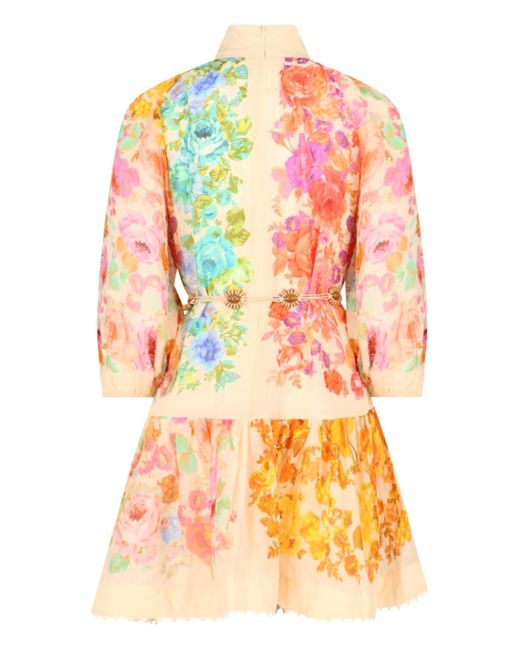 Zimmermann Multicolor Raie Floral-print Ramie Mini Dress X